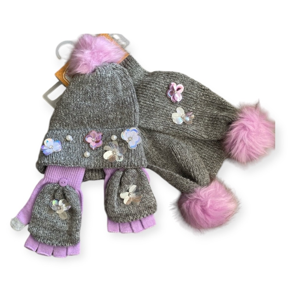 New Limited Too Girls Cold Weather Purple and Gray 3 Piece Set - Brand New